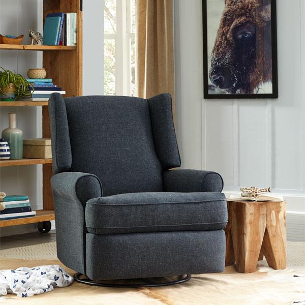 Best Home Furnishings Logan Swivel Glider Fabric Recliner Logan 5NI95 Swivel Glider Recliner - Cobalt IMAGE 4