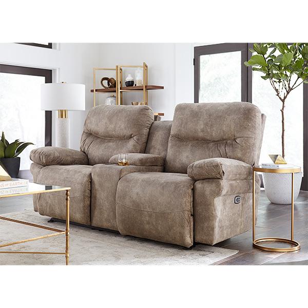 Best Home Furnishings Leya Reclining Fabric Loveseat Leya L670RY4 Reclinig Loveseat with Console - Paloma Grey IMAGE 4