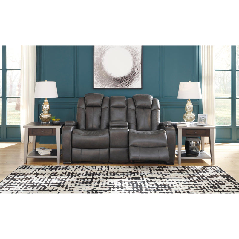 Signature Design by Ashley Turbulance Power Reclining Leather Look Loveseat 8500118C IMAGE 5