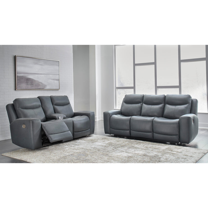 Signature Design by Ashley Mindanao Power Reclining Leather Match Loveseat U5950418C IMAGE 11