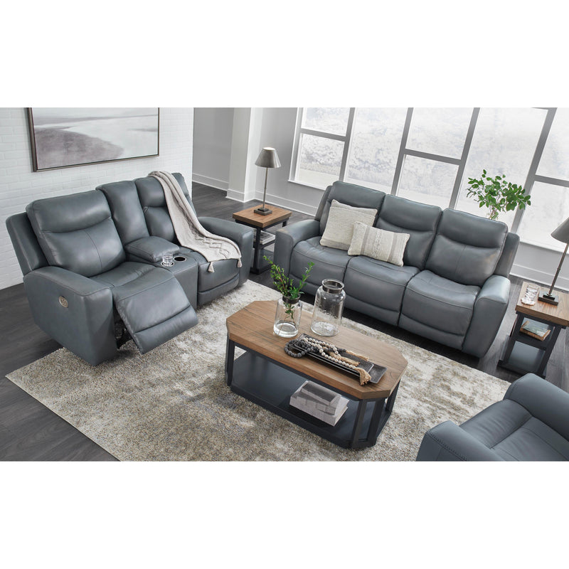 Signature Design by Ashley Mindanao Power Reclining Leather Match Loveseat U5950418C IMAGE 12